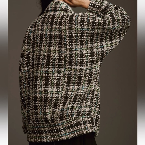 By Anthropologie Double Breasted Pea Coat, Blue Motif, Size M, - Picture 3 of 13